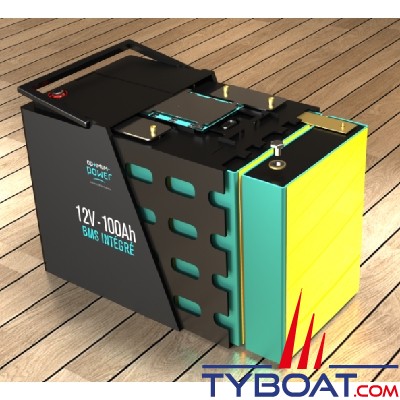 Optimum Power - Batterie lithium Service- 12 Volts 100Ah - 260x165x212 mm