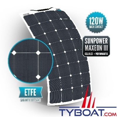 Sunpower - Panneau solaire souple 12 Volts 120 Watts - 560x1410x3 mm