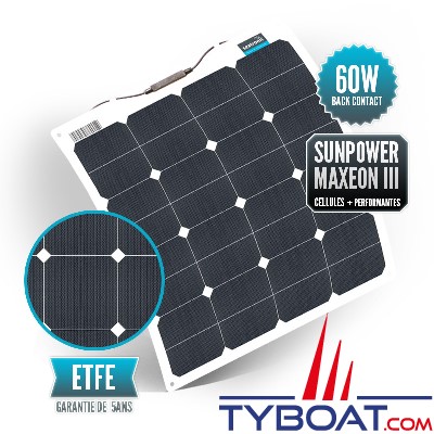 Sunpower - Panneau solaire souple 12 Volts 60 Watts - 540x580x3 mm