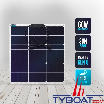 Sunpower - Panneau solaire souple Sunpower Maxeon 6 Back Contact 60 Watts - 535x560x3 mm