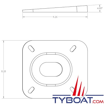 Seaview - Cale de 4° pour monte directe des 18“ Furuno, Sitex, Lowrance, Simrad & Koden 