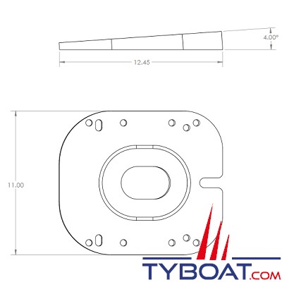 Seaview - Cale de 4° pour monte directe des Raymarine, Garmin, 3G, 4G, BR24