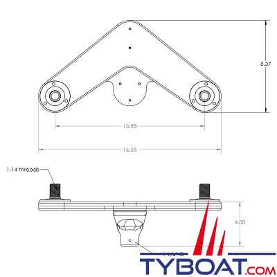 Seaview - Platine pour la pose de 2 GPS en haut d‘un bras pour feux
