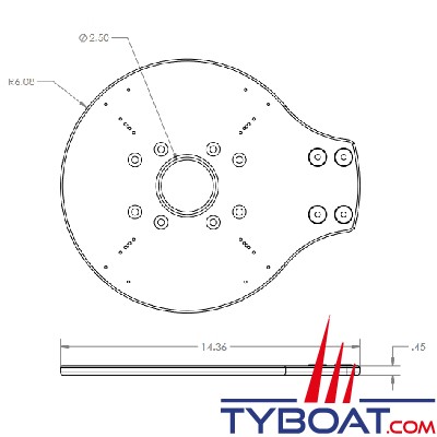 Seaview - Platine - pour supports M1 - pour satdomes Glomex, Intellian, KVH, Thrane & Thrane/Raymarine - ADA-S1