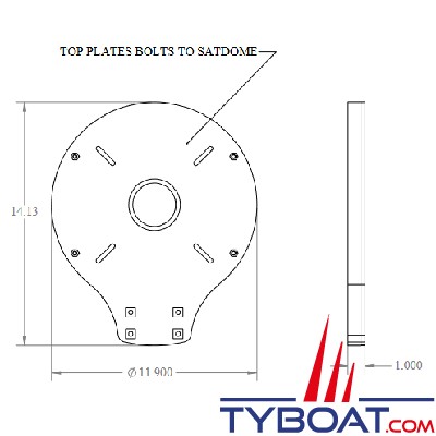 Seaview - Platine - pour supports M2 - pour satdomes Glomex, Intellian, KVH, Thrane & Thrane/Raymarine - ADA-S3