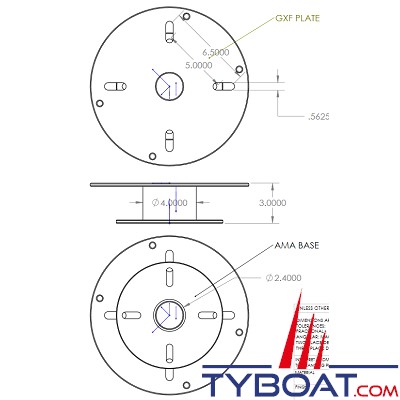 SEAVIEW - Réducteur pour KVH M1, Intellian i1, Ray 33STV, Thrane FB500/ Compatible avec cale AMA-W