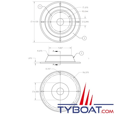 SEAVIEW - Réducteur pour KVH M5, Intellian i4, Ray 45/60STV, SeaTel C18 - compatible avec cale AMA-W