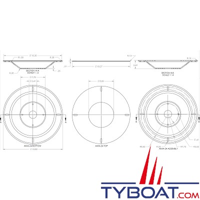 SEAVIEW - Réducteur pourKVH M7, Intellian i6, Ray 60STV, SeaTel 24 - compatible avec cale AMA-W