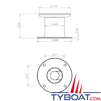 Seaview - Support 5“ (127mm) verticale pour caméras série M ou T / base ronde de 8“