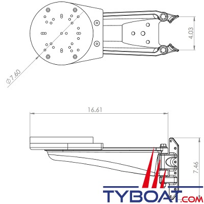 Seaview - Support de mât pour les caméras FLIR M & Ray T & projecteurs