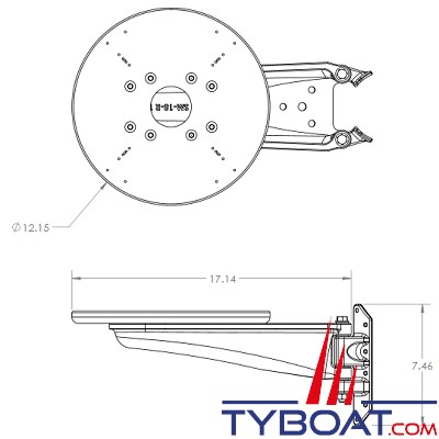 Seaview - Support de mât SM-15-A pour satdome KVH M1/M2/M3, Intellian i1/i2/i3, Raymarine 37STV