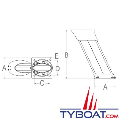 Seaview - Support modulaire simple - inclinaison arrière - hauteur 254 mm - pour radar, Satdome - PMA-107-M1