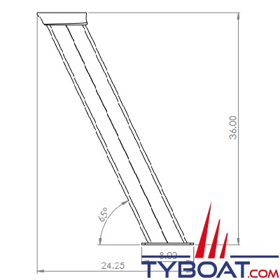 Seaview - Support modulaire simple - inclinaison arrière - hauteur 914mm - pour radar, Satdome - PMA-367-M1