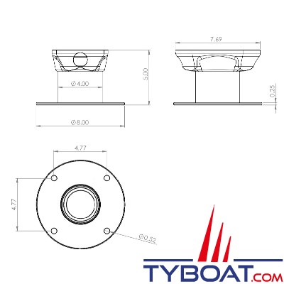 Seaview - Support modulaire simple - pied vertical - hauteur 127mm - pour radar, Satdome - AM5-M1