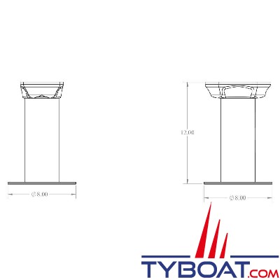 Seaview - Support modulaire simple - pied vertical, hauteur 305 mm,  pour radar, Satdome - AM12-M1