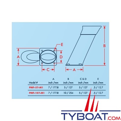 Seaview - Support modulaire simple - inclinaison avant - hauteur 254mm - pour radar & Satdome - PMF-107-M1