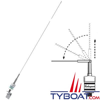 Shakespeare - Antenne VHF 5247-A-D fouet inox basculant 0.9m 3dB -  - Connecteur SO-239