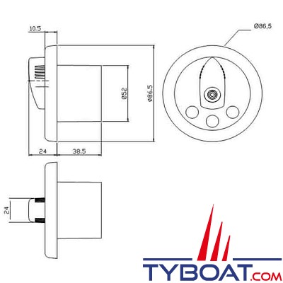 Side Power - 8965 - Commande à joystick pour propulseurs panneau rond 12/24 volts - Ø 86,5mm