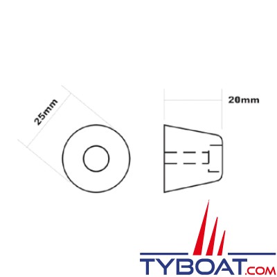 Side Power - Anode zinc de remplacement pour SR80/100 mécanisme - modèles plus anciens de 4/6 cv avec hélice à 3 pâles - 6 1180