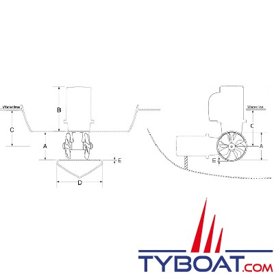 Side Power - Propulseur d'étrave SE100/185T - puissance 8,4cv -  poussée 116 kg - Pour tunnel Ø 185mm - 12 Volts