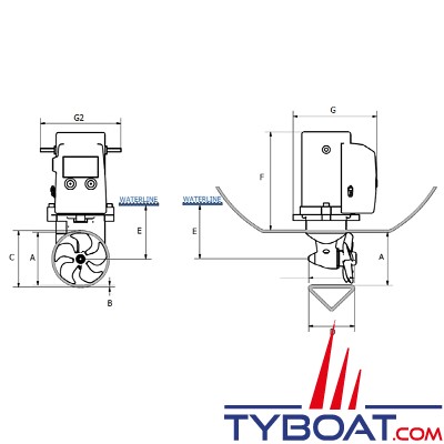 Side Power - Propulseur d'étrave SE30/125S2 - 12 Volts - Poussée 40kg - Puissance 2cv  - Pour tunnel Ø 125mm