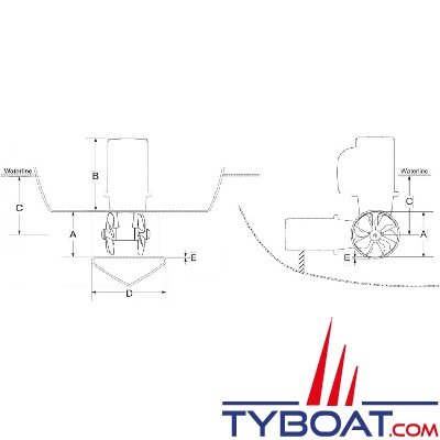 Side Power - Propulseur d'étrave SE30/140-OST - 12 Volts - Poussée 40kg - Puissance 2cv  - Pour tunnel Ø 140mm