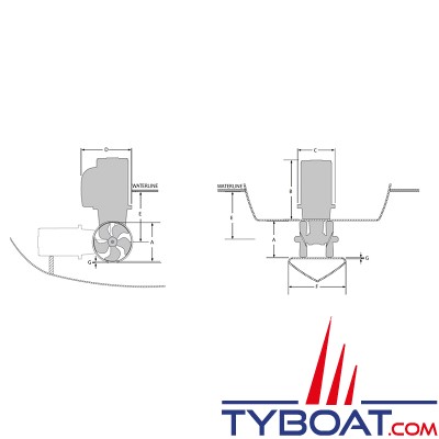 Side Power - Propulseur d'étrave SE40/125S2 - 12 Volts - Poussée 48kg - Puissance 3cv - Pour tunnel Ø 125mm