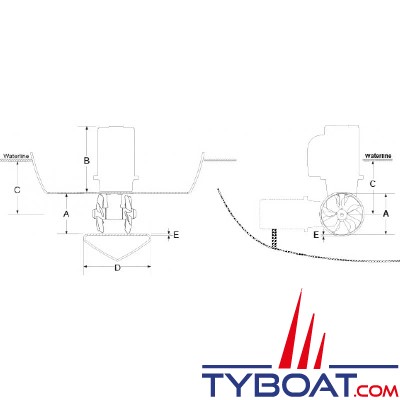 Side Power - Propulseur d'étrave SE50 - Poussée 50kg - Puissance 3.2cv - Pour tunnel Ø 140mm - 12 Volts