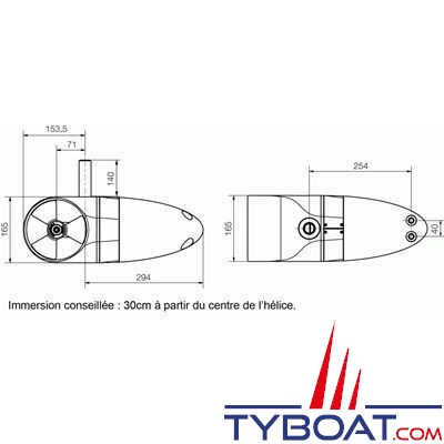 Side Power - Propulseur extérieur de poupe externe - EX70C - 70 Kg - 24 Volts