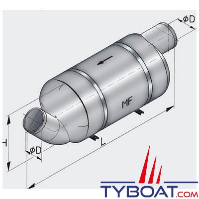 Vetus - Silencieux d'échappement MF 100 spécial bateaux hautes performances Ø 100mm 