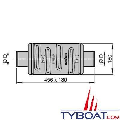 Vetus - Silencieux pour échappement MP 90 Ø 90mm