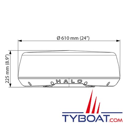 B&G - Antenne radar HALO24 - 48 MN - Ø 610 mm avec câble de 20 mètres