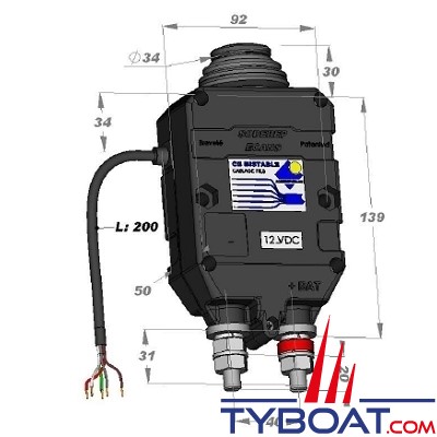 Soderep Ecans 202312 - Coupe-batterie positif bistable unipolaire - à commande manuelle - 300A - 12V 