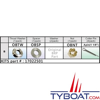 Solas - Kit de montage hélice Johnson Evinrude 15/35CV - groupe B