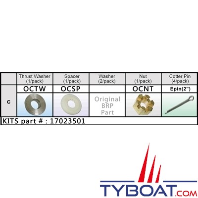 Solas - Kit de montage hélice Johnson Evinrude 40/75CV - groupe C