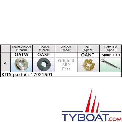 Solas - Kit de montage hélice Johnson Evinrude 8/15CV - groupe A