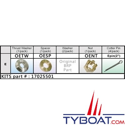 Solas - Kit de montage hélice Johnson Evinrude 90/300CV V6/IB - groupe D