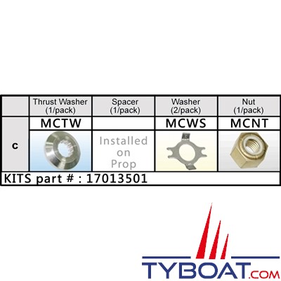 Solas - Kit de montage hélice Mercury 25/70CV - groupe C