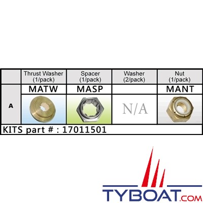 Solas - Kit de montage hélice Mercury 6/15CV - groupe A