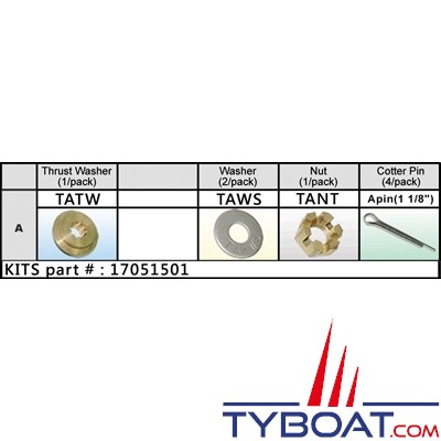 Solas - Kit de montage hélice Tohatsu 9.9/20CV - groupe A