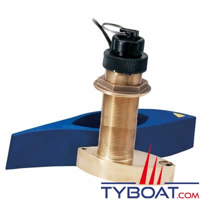 Airmar - Sonde traversante bronze B744VL (filetage long) - 600W - 50/200 KHz - Triducer avec fairing block - Connecteur Bleu Simrad / Lowrance / B&G