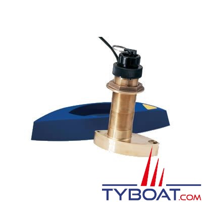 Sonde traversante bronze Raymarine B744VL (filetage long) 600W 50/200 KHz triducer vitesse/profondeur/température - avec fairing block