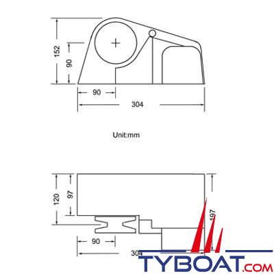 South Pacific - Guindeau horizontal 800H-6 - 12 Volts - Barbotin inox pour chaîne  de 6mm - Cordage 12mm 3 torons