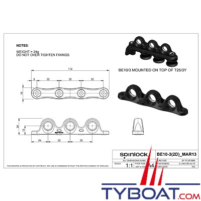 SPINLOCK - SBE10/3 - Filoir triple Ø 10 mm