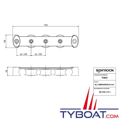 SPINLOCK - ST38/3 - Boite à réas ø 38 mm en composite / 3 réas