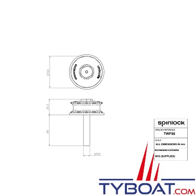 SPINLOCK - STWF/50M - Winch Feeder - Réa de déviation - ø 50 mm