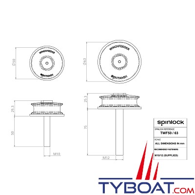 SPINLOCK - STWF/63M - Winch Feeder - Réa de déviation - ø 63 mm