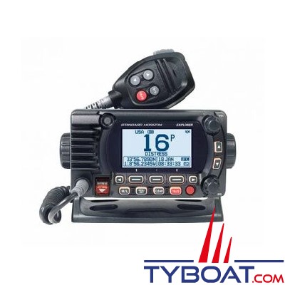 Standard Horizon - VHF fixe classe D IPX8 noire avec antenne GPS interne et option RAM4