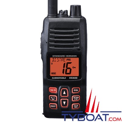 Standard Horizon - VHF marine portable HX400E - 5 watts - IPX 8 étanche - 40 canaux programmables
