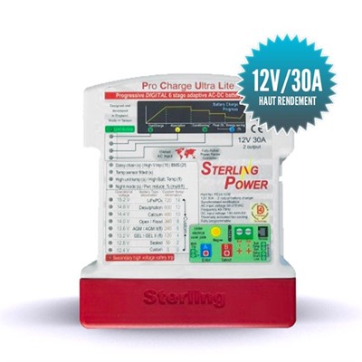 Sterling power -Chargeur de batterie Pro Charge Ultra Lite - 12 volts - 30 ampères - 2 sorties